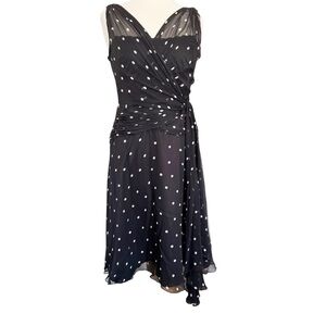 Rickie Freeman for Teri Jon Silk Polka Dot Dress 8